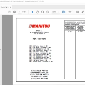 Manitou MLT 630 634 634 120 LSU PS 731 731 Turbo LSU 735 120 PS 741 120 PS 742 1035 L Parts Manual