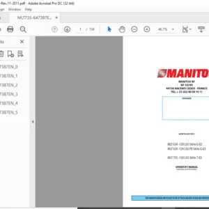 Manitou MLT 634 -120 LSU Série G-E3 MLT 634 -120 LSU PS Série G-E3 MLT 735 -120 LSU Série 7-E32 Operator's Manual