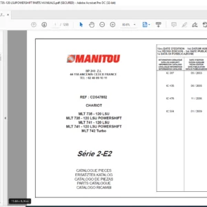 Manitou MLT 735-120 LSU Powershift MLT 741-120 LSU Powershift MLT 742 Turbo Serie 2-E2 Parts Manual
