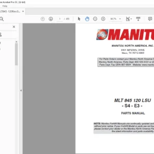 Manitou MLT 845 120 LSU S4-E3 Parts Manual - PDF DOWNLOAD
