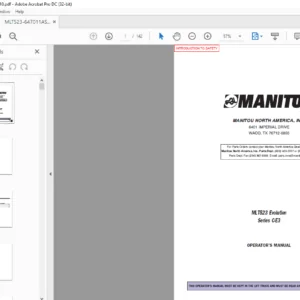 Manitou MLT523 Evolution Series C-E3 Operator's Manual - PDF DOWNLOAD