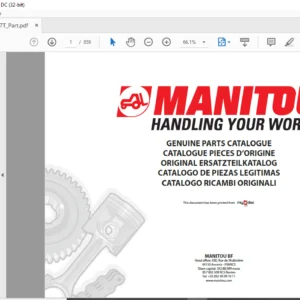 Manitou MLT627 Turbo Compact Parts Catalogue Manual - PDF DOWNLOAD