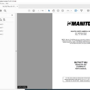 Manitou MLT627T MU Series B-E2 (COMPACT) Parts Manual - PDF DOWNLOAD