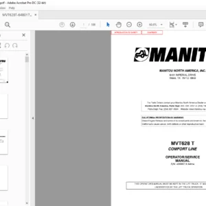 Manitou MLT628 T Comfort Line Operator Service Manual - PDF DOWNLOAD