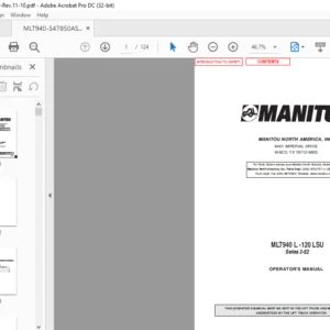 Manitou MLT940 L -120 LSU Series 3-E2 Operator's Manual - PDF DOWNLOAD