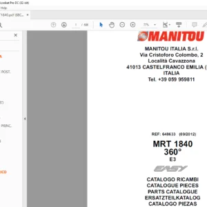 Manitou MRT 1840 360° E3 Easy Parts Catalogue Manual - PDF DOWNLOAD