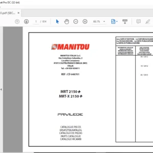 Manitou MRT 2150 MRT-X 2150 Privilege Parts Catalogue Manual