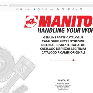 Manitou MRT 3050 PRIVILEGE Parts Catalogue Manual - PDF DOWNLOAD