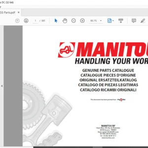 Manitou MRT 3255 Parts Catalogue Manual - PDF DOWNLOAD