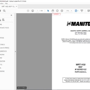 Manitou MRT1432 400° M SERIES E2 Parts Manual - PDF DOWNLOAD