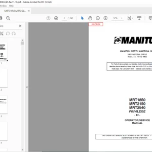 Manitou MRT1850 MRT2150 MRT2540 Privilege E3 Operator Manual - PDF DOWNLOAD
