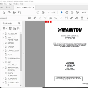 Manitou MRT2150 M SERIES E2 Parts Manual - PDF DOWNLOAD