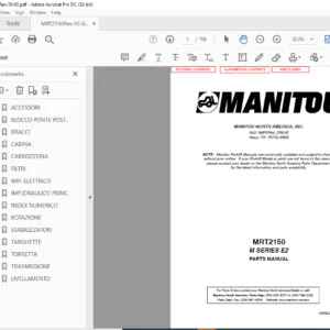 Manitou MRT2150 M SERIES E2 Parts Manual - PDF DOWNLOAD