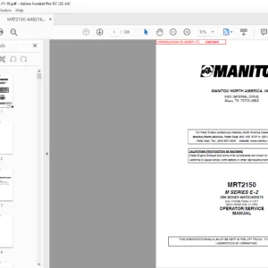 Manitou MRT2150 M Series E-2 3B6 Series Instruments Operator's Manual - PDF DOWNLOAD