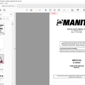 Manitou MRT2150 M Series Operator Service Manual - PDF DOWNLOAD