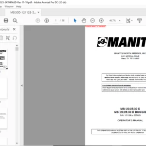 Manitou MSI 20/25/30 D MSI 20/25/30 D BUGGIE Operator's Manual - PDF DOWNLOAD