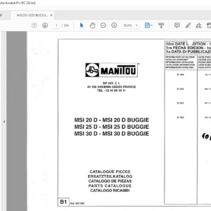 Manitou MSI 20 D-MSI 20 D MSI 25 D-MSI 25 D MSI 30 D-MSI 30 D BUGGIE Parts Catalogue Manual