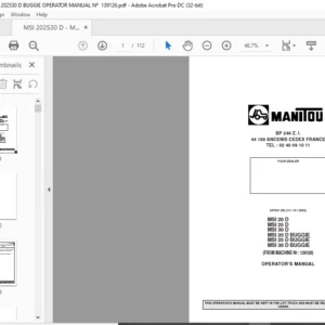 Manitou MSI 20 D MSI 25 D MSI 30 D MSI 20 D MSI 25 D MSI 30 D BUGGIE Operator's Manual - DOWNLOAD