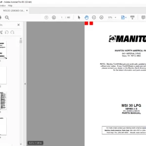 Manitou MSI 30 LPG SERIES 2-E Parts Manual - PDF DOWNLOAD
