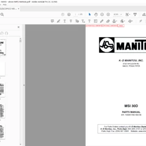 Manitou MSI 30D Parts Manual - PDF DOWNLOAD