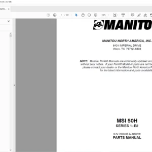 Manitou MSI 50H SERIES 1-E2 Parts Manual - PDF DOWNLOAD