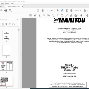 Manitou MSI30 D MH25-4 Turbo Series 2-E3 Parts Manual - PDF DOWNLOAD