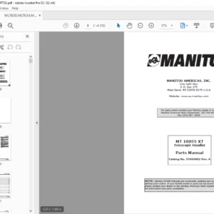 Manitou MT 10055 XT Telescopic Handler Parts Manual - PDF DOWNLOAD