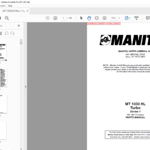 Manitou MT 1033 HL Turbo Series 1 Parts Manual - PDF DOWNLOAD