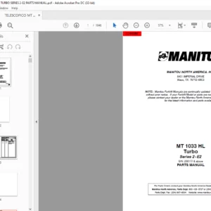 Manitou MT 1033 HL Turbo Series 2-E2 Parts Manual - PDF DOWNLOAD