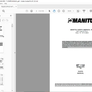 Manitou MT 1155 Maniscopic T-3 Parts Manual - PDF DOWNLOAD