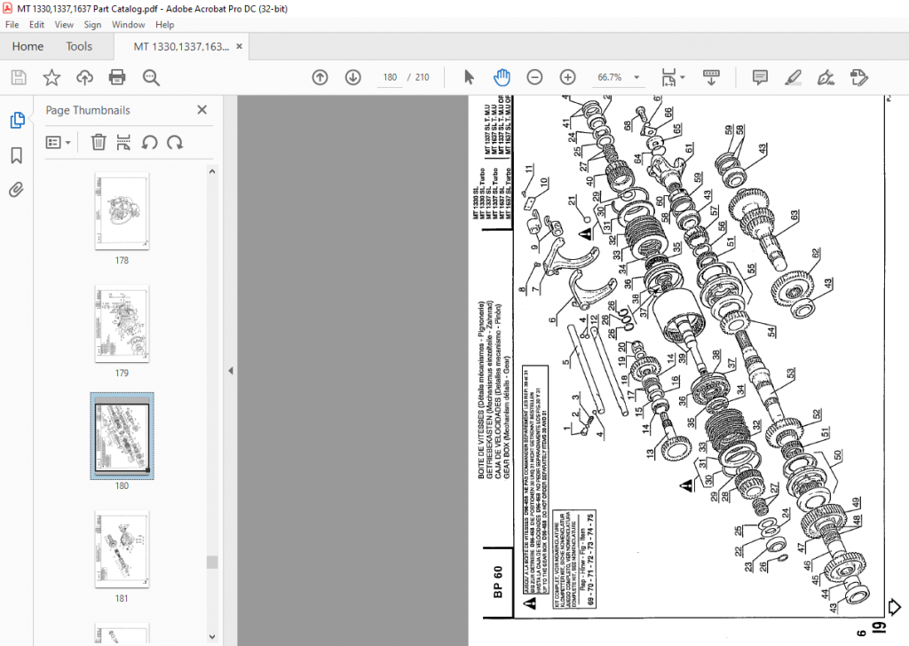 Manitou MT 1330 SL MT 1337 SL MT1637 SL Serie 1 Parts Catalogue Manual