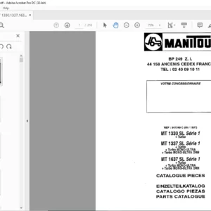 Manitou MT 1330 SL MT 1337 SL MT1637 SL Serie 1 Parts Catalogue Manual - PDF DOWNLOAD