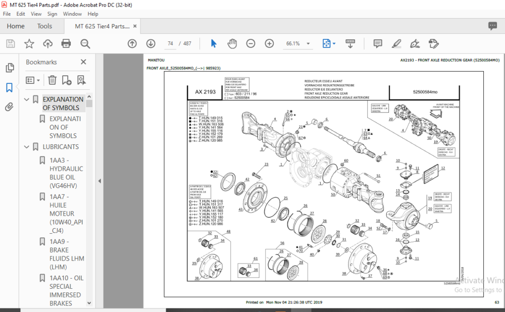 Manitou MT 625 H Turbo ST3B MT 625 H Comfort ST3B Parts Catalogue ...