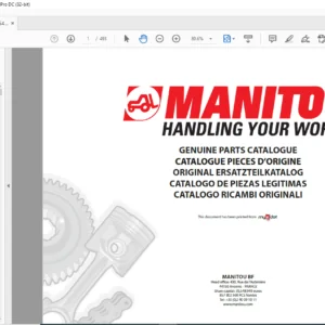 Manitou MT 732 MT 732 Turbo MT 932 MT932 Turbo Maniscopic Parts Catalogue Manual