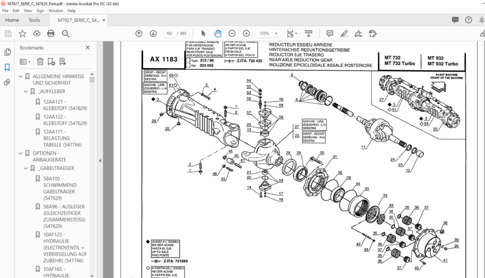 Manitou MT 732 MT 732 Turbo MT 932 MT932 Turbo Maniscopic Parts ...