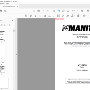 Manitou MT1645 Turbo Parts Manual - PDF DOWNLOAD