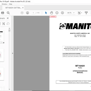 Manitou MT1645H Turbo Operator Manual - PDF DOWNLOAD