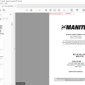 Manitou MT1745 HSL Turbo Mono-Ultra Series 2-E2 USA Operator's Manual - PDF DOWNLOAD