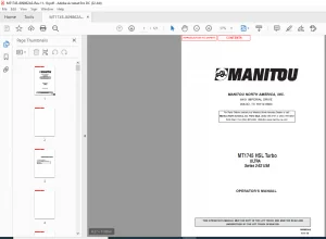 Manitou MT1745 HSL Turbo Ultra Series 2-E2 Operator's Manual - PDF DOWNLOAD