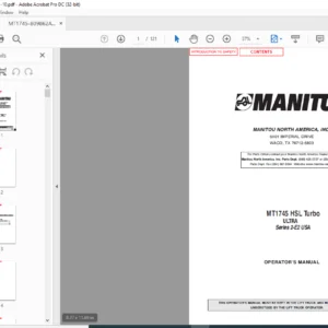 Manitou MT1745 HSL Turbo Ultra Series 2-E2 Operator's Manual - PDF DOWNLOAD