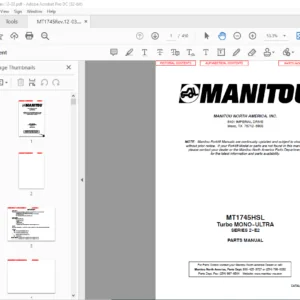 Manitou MT1745HSL Turbo MONO-ULTRA Series 2-E2 Parts Manual - PDF DOWNLOAD