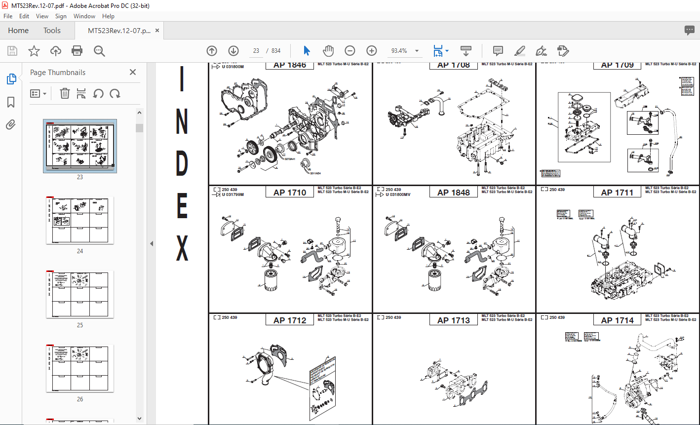 Manitou MT523 MLT523T Mono-Ultra SERIES B-E2 Parts Manual - PDF ...