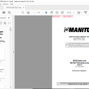 Manitou MT523 MONO-ULTRA MLT523 Turbo MONO-ULTRA Series A Operator Manual
