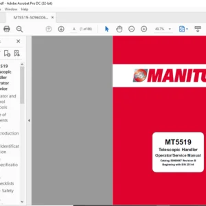 Manitou MT5519 Telescopic Handler Operator Service Manual - PDF DOWNLOAD