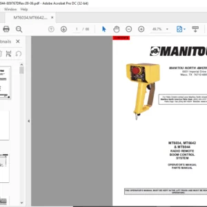 Manitou MT6034, MT6642 & MT8044 RADIO REMOTE BOOM CONTROL SYSTEM Operator's Manual