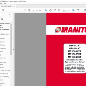 Manitou MT6642XT MT8044XT MT10044XT MT10055XT MT12042XT Telescopic Handler Operator Manual