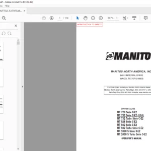 Manitou MT728 MT732 MT732 Turbo MT928 MT932 MT932 Turbo C-E2 MT1030 S MT1030 S Turbo 3-E Operator's Manual