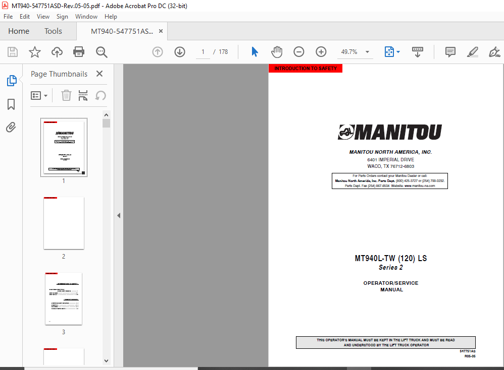 manitou mt 1233 manual
