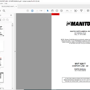 Manitou MVT 628 T COMFORT LINE - E2 Parts Manual - PDF DOWNLOAD