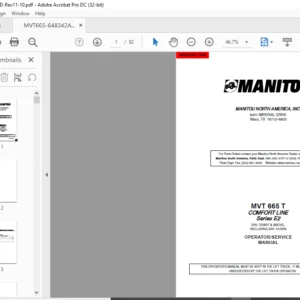 Manitou MVT 665 T COMFORT LINE Series E2 Operator Manual - PDF DOWNLOAD